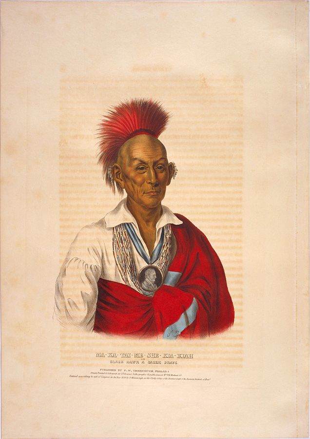 Ma-ka-tai-me-she-kia-kiah or Black Hawk, a Saukie brave.