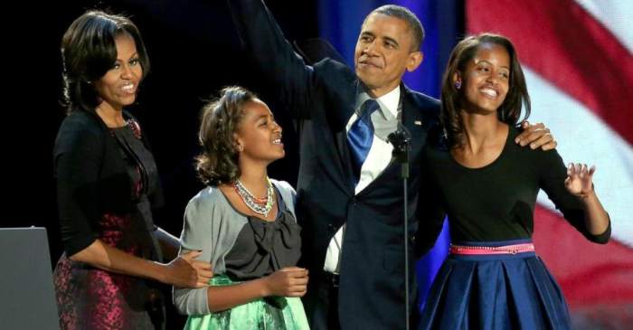 The Obama Family is a very joyous and re-elected moment; the girls have grown up significantly from the past four years on the same victory stage with their father, and mother...