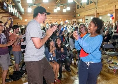 Students and people from all walks of life and different ethnicities celebrate openly with the re-election of Barack Obama in 2012...