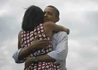 The Best couple in politics if ever there was any- Obama and Mitchell in a true embrace- with all the meanings attached to it... In 2012, Obama was re-elected for the second term in office...