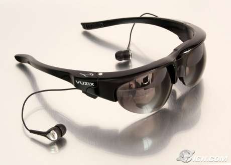 Virtual reality Sunglasses. "The Wrap 920AV" headgear functions as either as sunglasses of portable video eyewear, and can be connected to almost any type of media player; also includes built-in audio for quiet viewing