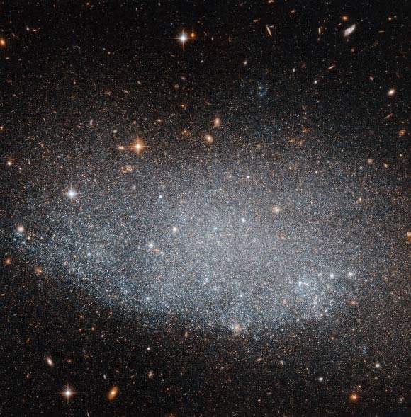UGC 8201, also known as DDO 165, lies in the direction of the constellation Draco, approximately 15 million light-years away. It is located on the far side of the M81 galaxy group, one of the closest neighbors to the Local Group of galaxies, which co