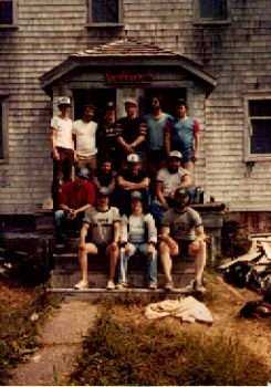 Our 1982 team. That's me. Top row, 2nd from right. Blue cut off sweatshirt , dark hair and beard. Knobby is sitting in the middle with a white baseball cap on