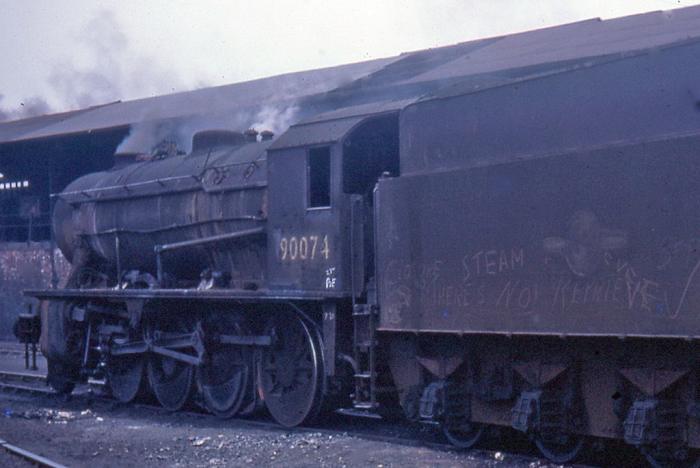 Robert Riddles' WD 2-8-0 in BR days, 90074 at West Hartlepool mpd in steam's Indian Summer, 1967 (90074 was by this time a visitor in the area, and the last three sheds closed to steam in the autumn of that year)