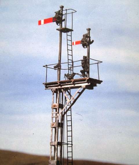 LNER steel-built 'double doll' bracket post stands near the site of Grosmont shed (North Yorkshire Moors Railway)