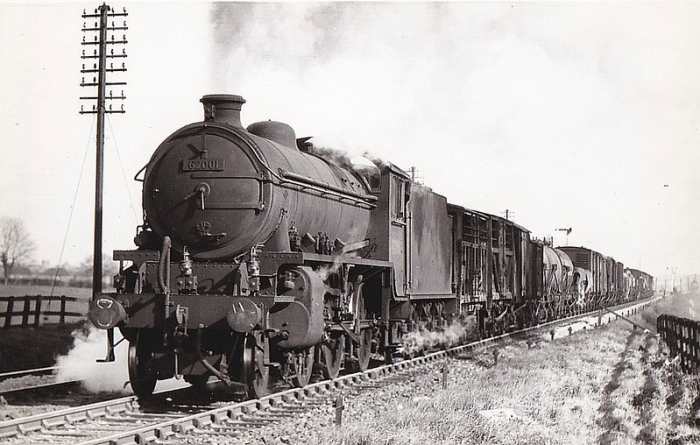 K1 62001 of 51E Stockton-on-Tees (1950-58) runs with mixed freight - location unknown