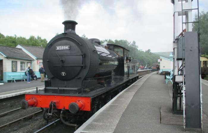 The one that got away - 65894 owned by NELPG since 1st December, 1966, bought direct from British Railways' North Eastern Regions. Seen at Grosmont between duties. Fitted with vacuum pipes, steam heating and screw couplings for passenger working