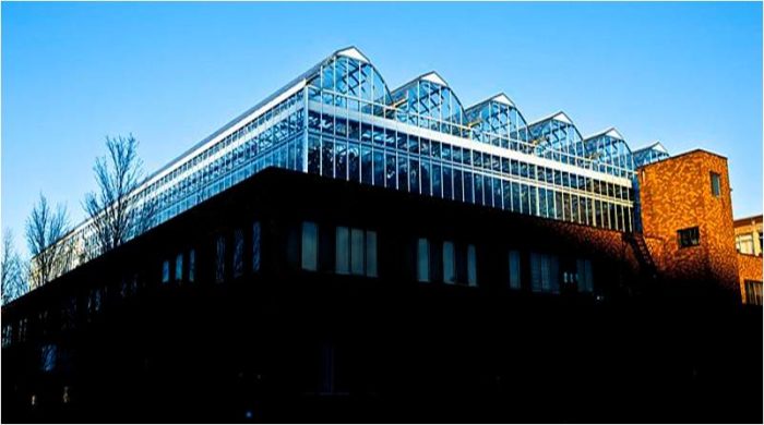 Lufa Farms, Montreal. On top of a 2-story building the farm has built a 31,000-square-foot greenhouse. Over 40 different crops are being produced year round in the rather innovative greenhouses that can even stand the snow in the Canadian winters.