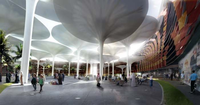 Laboratory for Visionary Architecture (LAVA) have won a competition to design the urban centre of Masdar. Giant umbrellas will provide movable shade in the day, store heat, then close and release the heat at night.
