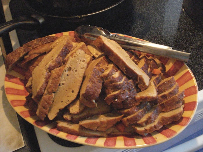 Seitan, or home-made wheat gluten meat, is often served at Adventist potlucks.