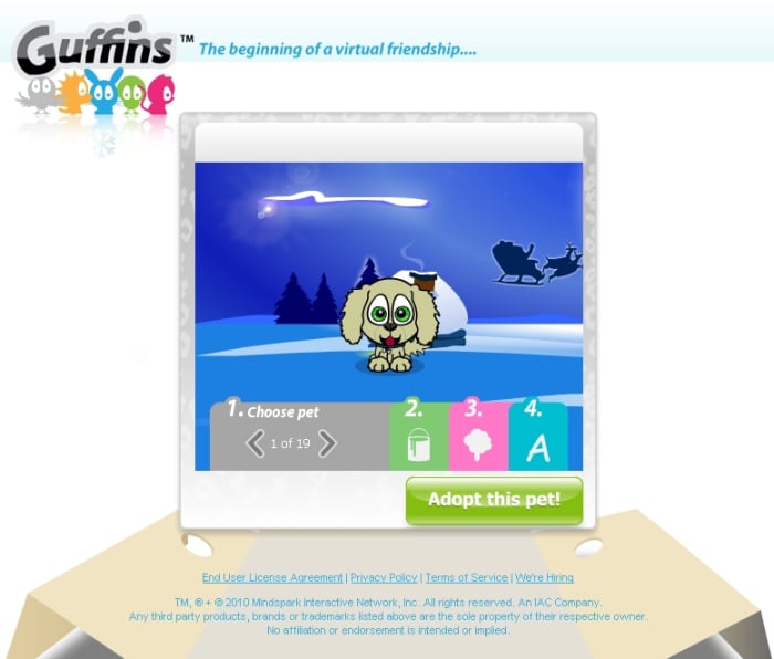 I picked this pet Guffin because it was the first one, and it looked like a Guffin I had as a child.