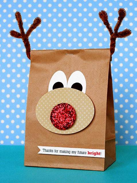 Your kids will love making this gift bag our of an ordinary brown paper bag.