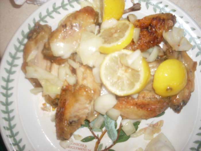 Generously seasoned plump, juicy and crispy chicken wings full of robust flavor. Lemon and onion make wonderful flavor enhancements for the already flavorful chicken.