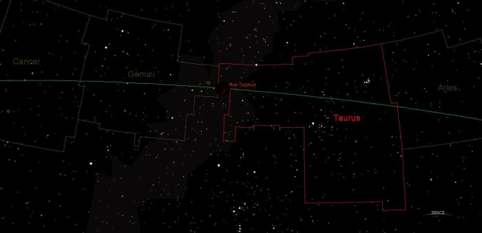 Compare this astronomical program generated plot to the real time event photographed above by a wilderness astronomer.