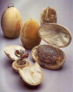 The Original Cases containing the Eggs - hand delivered by Carl Faberg - an event everyone waited for including the public.