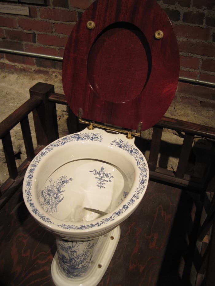 Close-up ofl Thomas Crapper Toilet on Display at Seattle Washington's Underground Seattle