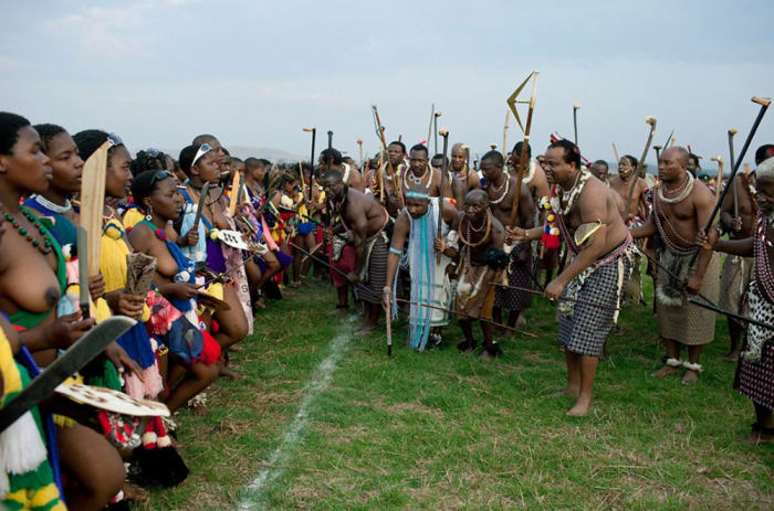 As alluded to in the Hub, The Swazi King and other men dance in front of young virgins doing a traditional dance in a cultural way of communicating with each other
