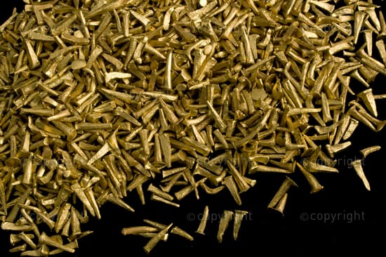 Minute gold nails or tacks were used to attache the sheets of gold foil to wooden carved froms. Number of gold nails recovered was 1428