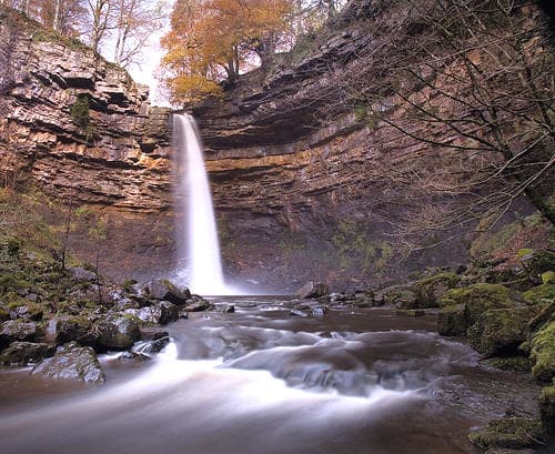 Hardraw Force, once visited by the Wordsworths, is accessed by a shady, treelined path. An ideal site for a picnic you reach through...