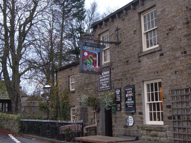 the Green Dragon at Hardraw, a small village by the bottom of the road leading up a steep bank to Buttertubs Pass and Swaledale - a route I've both driven AND walked (you can guess which I preferred)
