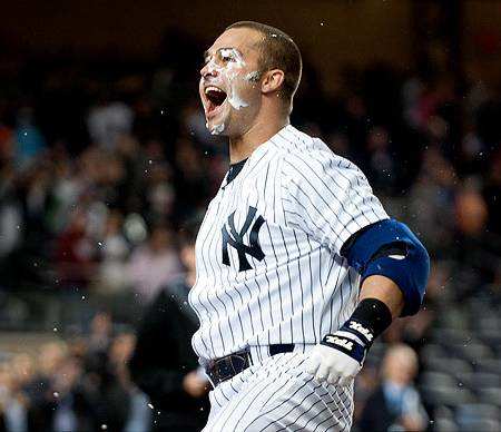 On April 14, 2011, Yankees Nick Swisher delivered the game-winner with a sacrifice fly in the 10th, stunning the Orioles with a dramatic 6-5 win. He got a celebratory pie in the face.