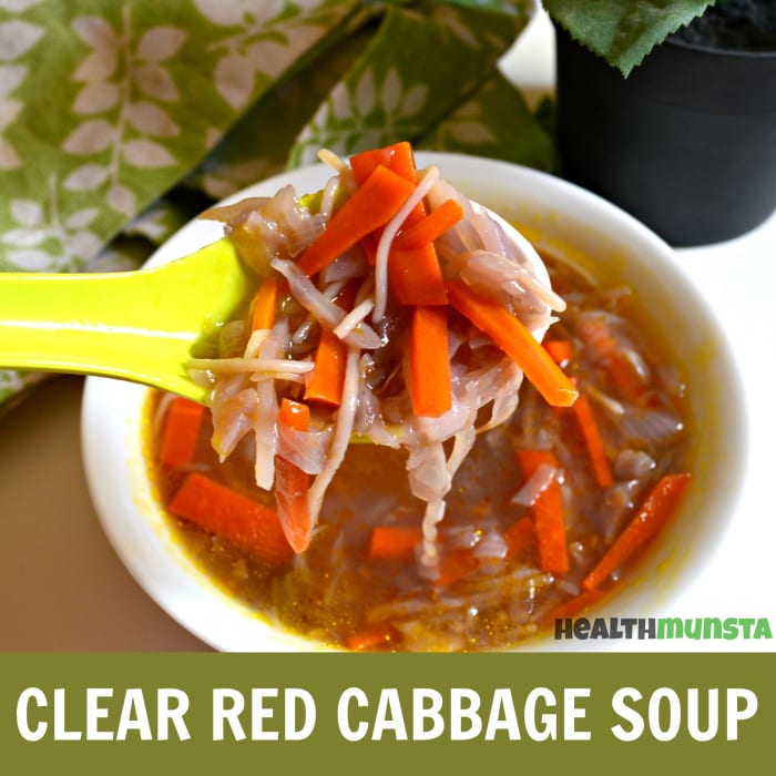 Try this healthy red cabbage soup with the tasteful addition of carrots, french beans and gluten-free pasta!