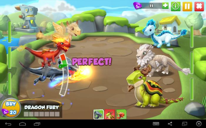 This is the battle screen, landing your attack on the green bar will help you build up a special attack.