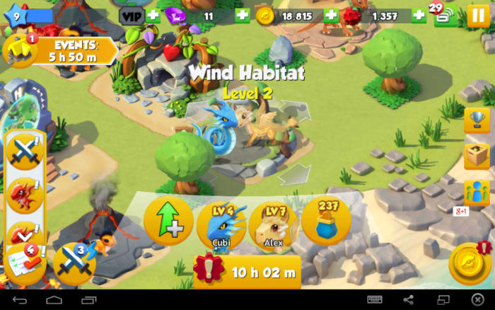 My wind habitat that will support my wind dragons, upgrade this to keep more dragons at this habitat.