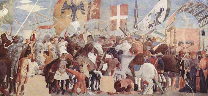 Piero della Francesca, Legend of the True Cross (the Battle of Heraclius and Khosrau) (a. 1465), Arezzo Church of San Francesco