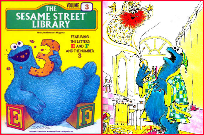 Cookie Monster eating the number Three & with his Genie ... as he brushed his teeth one day, as he squeezed his toothpaste there was deep thundering and suddenly the Genie of the toothpaste appeared before his eyes.