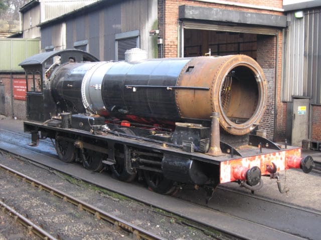 63395 in mid-overhaul stands outside Deviation Shed January 2007 with her smokebox awaiting attention (R Pearson)