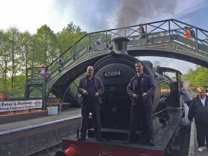 The crew and fellow NELPG works personnel take a bow near the front of the engine - see below for 'introductions' (Terry Newman)