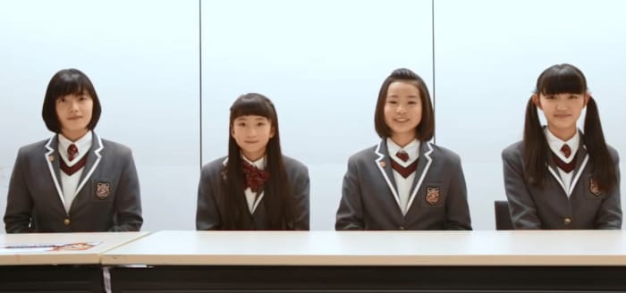 A few members of Sakura Gakuin and they are from left to right: Sara Kurashima, Tsugumi Aritomo, Yuzumi Shintani and Maaya Asou.