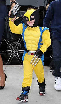 Cruz Beckham dressed as Wolverine from the popular comic 'X-Men'. Wolverine has wolf like qualities and has claws that are made of metal that are seriously deadly. He can also heal quickly from any injury and does not age.
