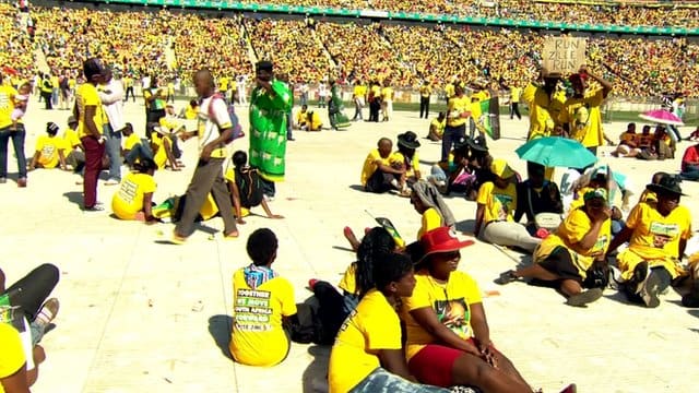 More than 100,000 people have attended a rally for the ANC in Johannesburg ahead of Wednesday's elections. While many voters are concerned about political corruption within the party and slow economic growth, it has managed to retain a huge following