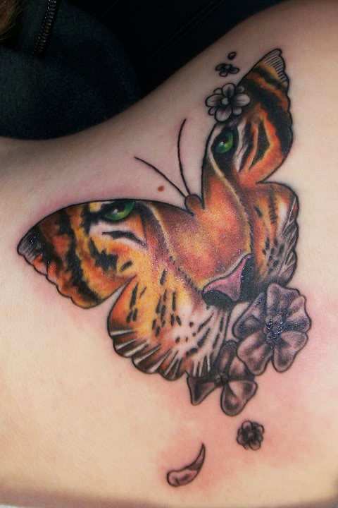This is very similar to my tattoo, but on mine the face looks more like butterfly markings.