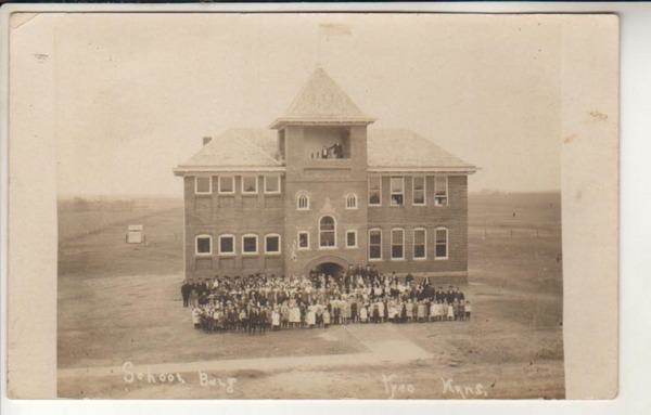 Jack Irwin says "There were 2 schools, this is the one that held upper grades and high school. Tyro High School closed in the spring of 1943."