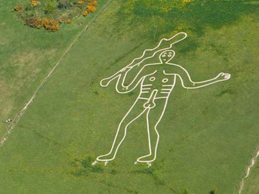 The Cerne Abbas giant, the design copied by Harold for his personal banner, the figure outlined in precious stones