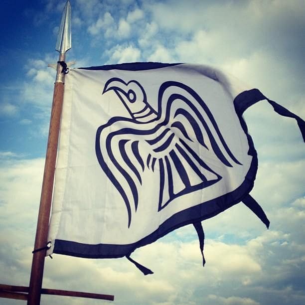 Hrafnsmerki, Harald Sigurdsson's raven banner was taken after his death to the Western Isles and ended up on Skye at the MacLeod's Dunvegan castle as 'the fairy flag' that warned of danger from a Morrison attack