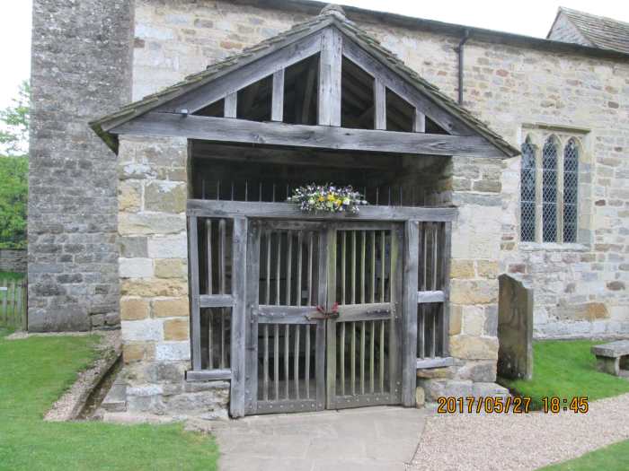 Close-up of the entrance porch on the south side of the church, a timeless monument tucked away from the hurly-burly of modern life