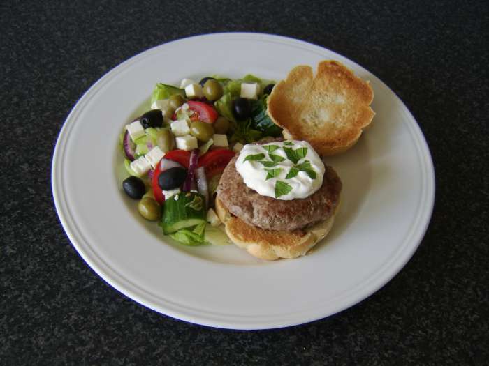 A homemade turkey burger with a Greek style salad is much cheaper and healthier than a fast food burger and fries