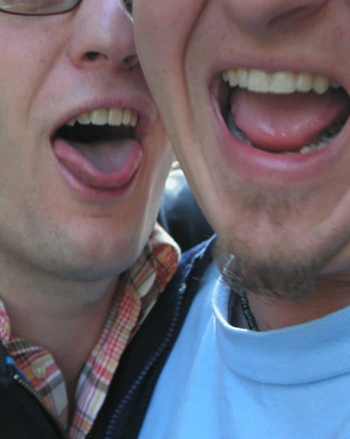 Ask your best mate to help you fend off people trying to mock you - by laughing at them with you.