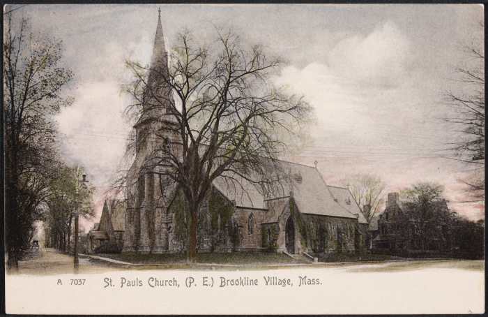 A Young Woman's Life in the 1890s: St. Paul's Church, where Aldan and Eliza married, in Brookline, MA.