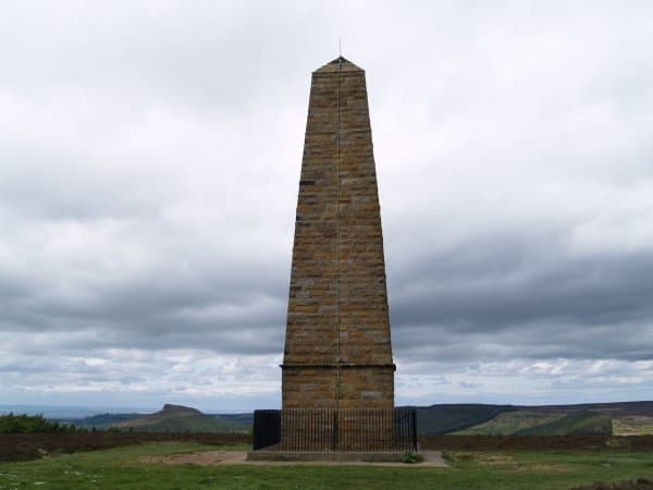 The obelisk Captain Cook's Monument on Easby Moor overlooking Ayton and Aireyholme Farm to the west where James Cook grew up and went to school (now a museum across the road from the River Leven