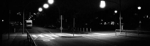 He use Canon EOS 500N and Ilford Delta 3200 film for this night photo. It was taken without tripod (handheld camera) but with high ISO 3200.