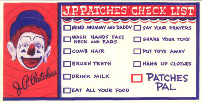 JP went through this list every day on the air. If you completed the list, you were a Patches Pal..."and then your mother would faint."