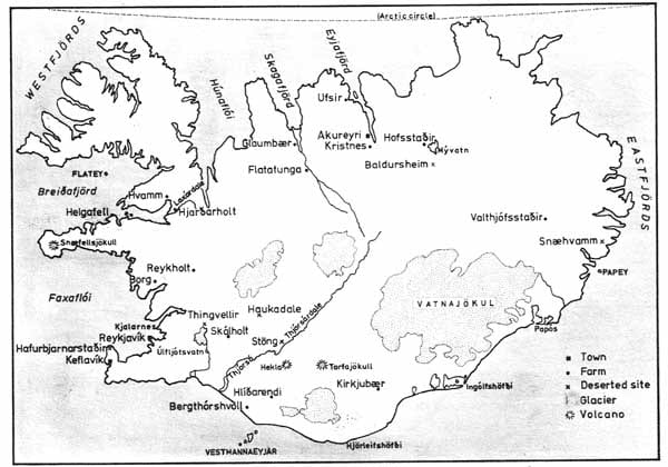 Icelandic settlements show a greater concentration around the western fjords where Reykjavik is situated