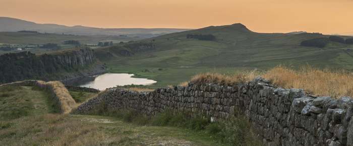Hadrian's Wall curves around Craig Lough near Sycamore Gap (see below), situated north-west of Hexham