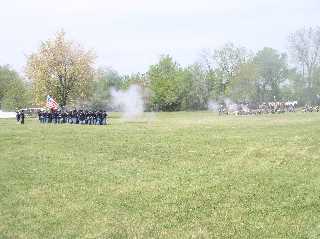 Infantry units engaged in an exchange of fire before the main attack at June 2006 Reenactment