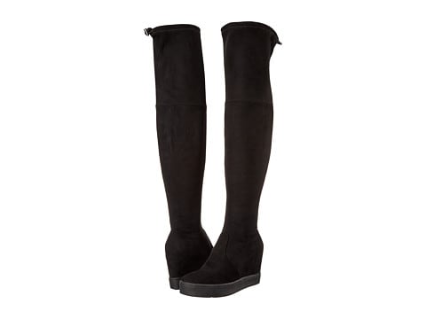 comfy, super stylish over the knee boots: fabric upper, round toe, hidden wedge with rubber outsole -- and super sexy too!